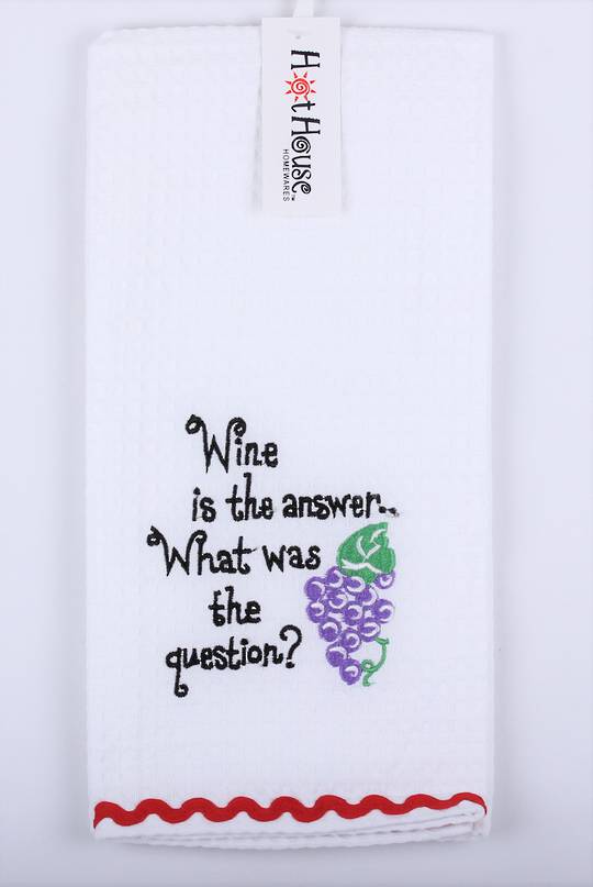 Tea towel "Wine Is The Answer... What Was The Question" Code: T/T-GF/WIN/QUE.